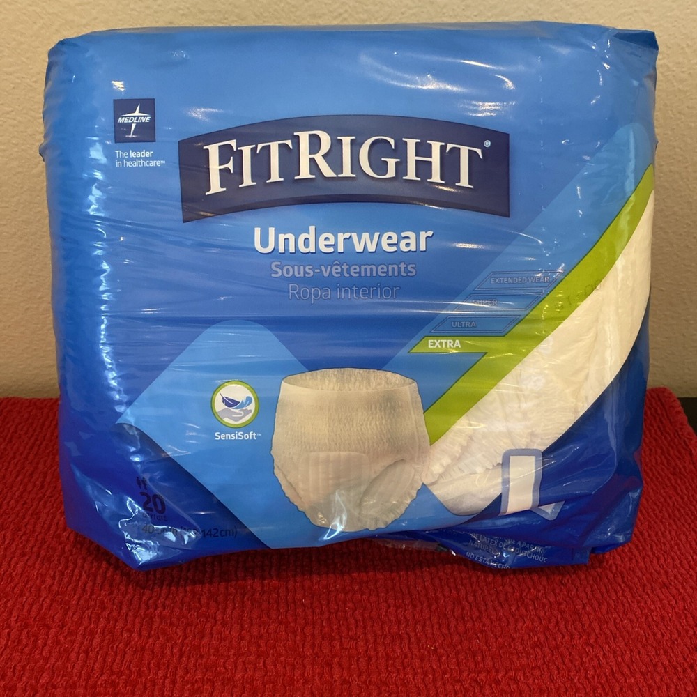 Medline Fitright Extra Adult Underwear Size Large 20‎ Pack